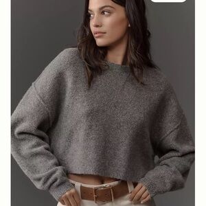 Pilcro Cropped Crew-Neck Oversized Sweater
